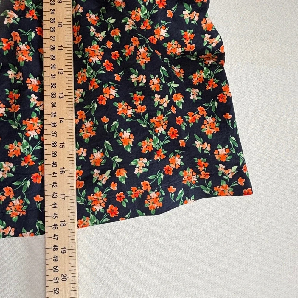 Old Navy Womens 2X Floral‎ Smocked Puff Sleeve Peplum Top Navy Cottagecore